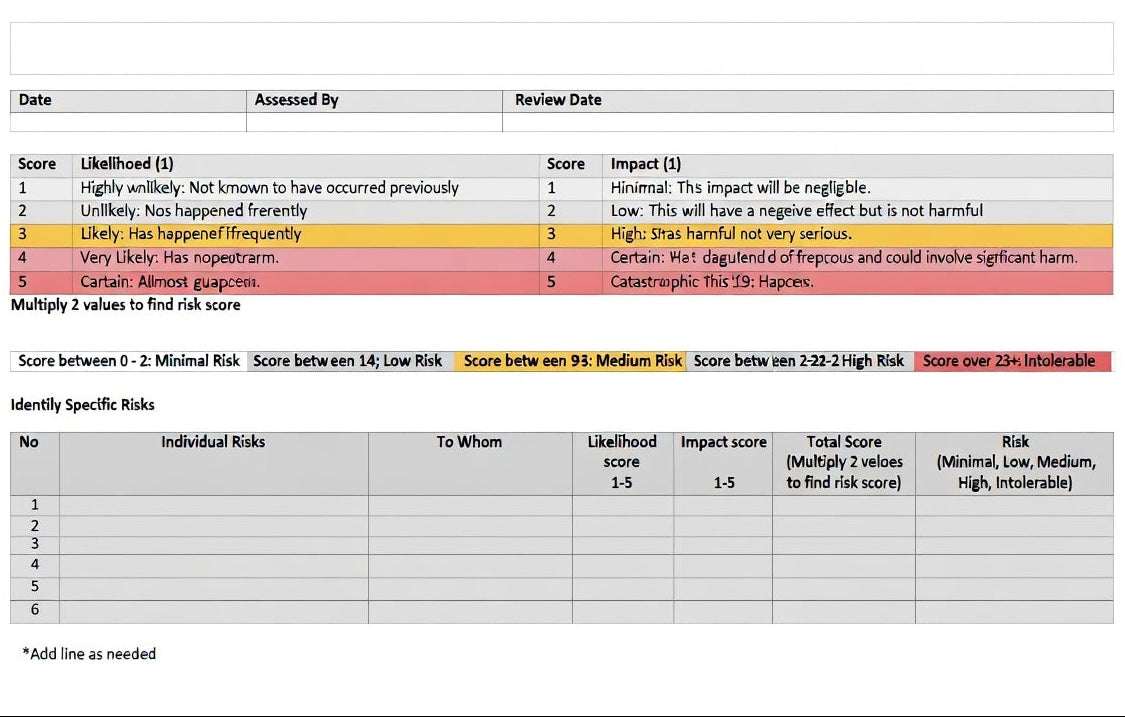 Blank Risk Assessment Form